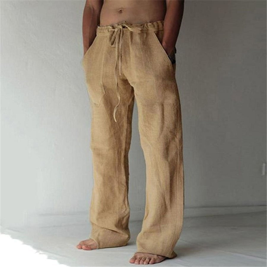 Benjamin - pantalones casuales de lino lisos para hombres