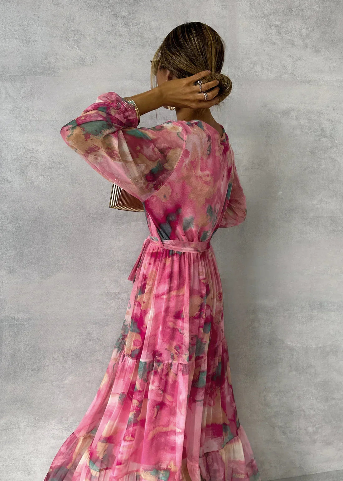 Alora - Vestido Envolvente de Flores Femenino Maxi Mujer