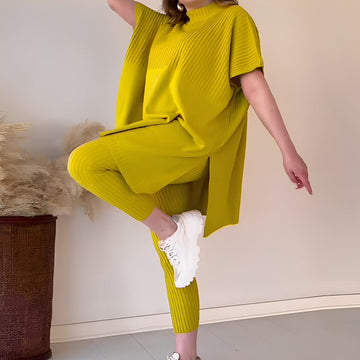 Roxanna - Set de dos piezas de punto, informal y suelto para mujeres