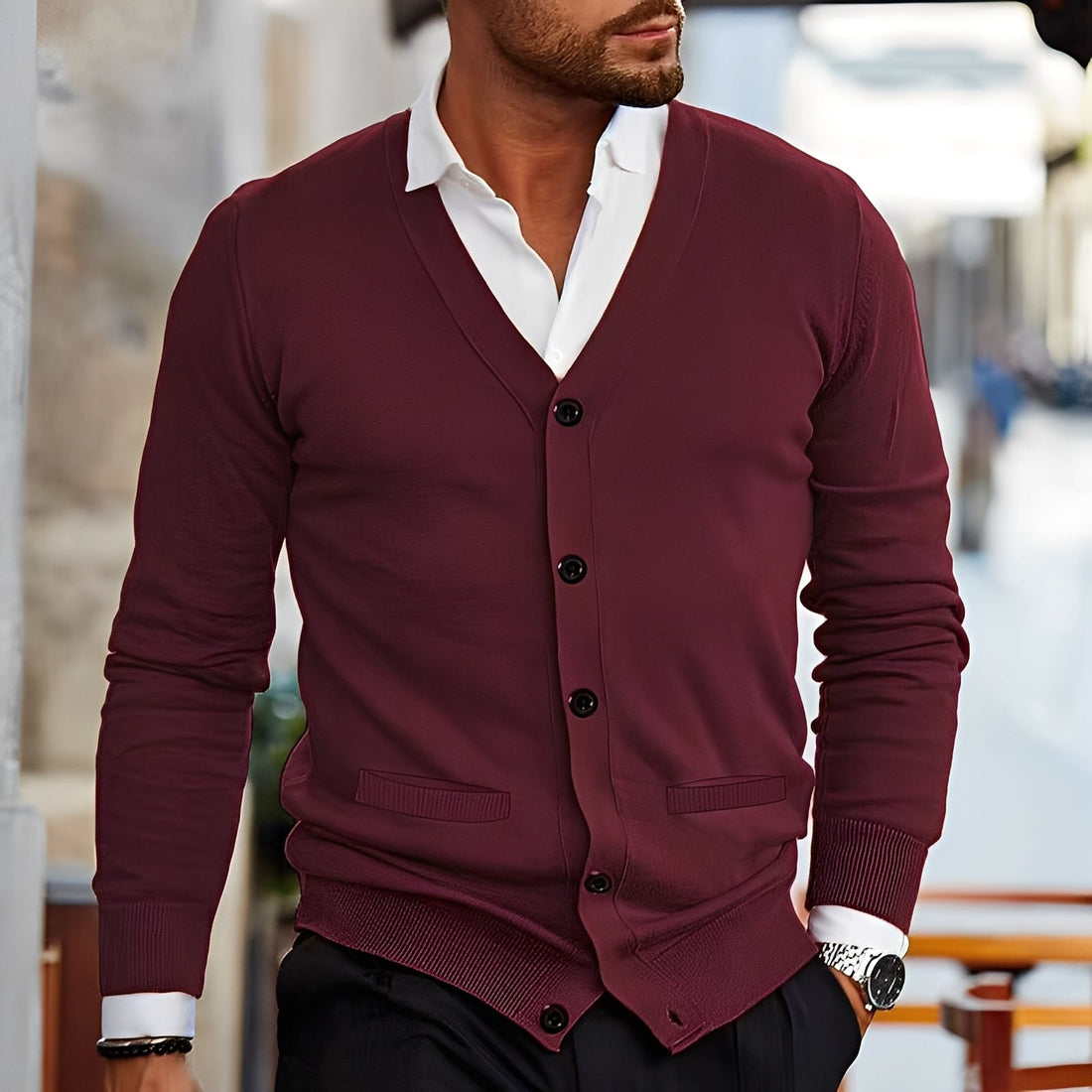 Terence - Suéter estilo retro con bolsillos para caballeros