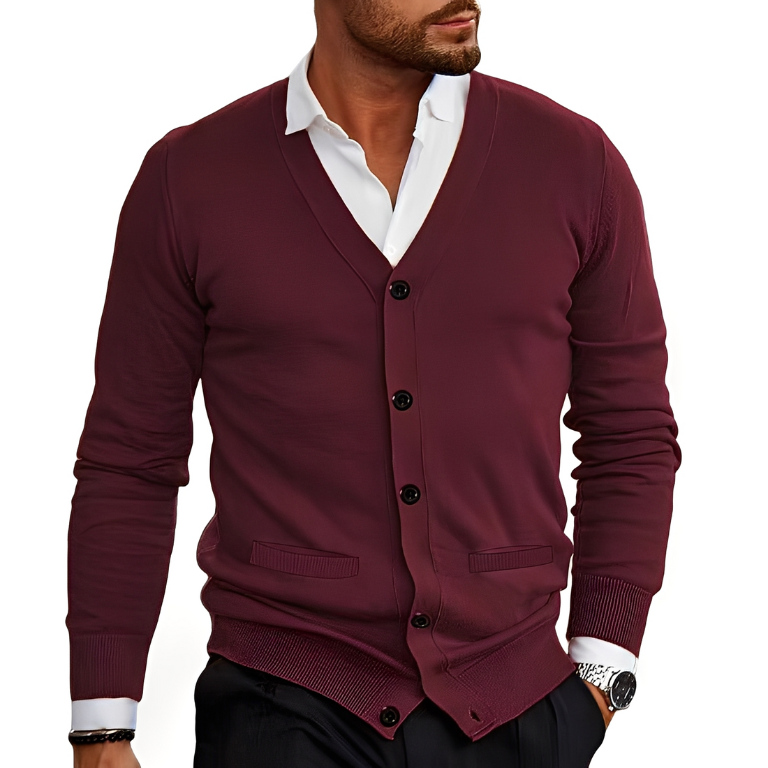 Kyler - Chaqueta de punto elegante con botones para hombres