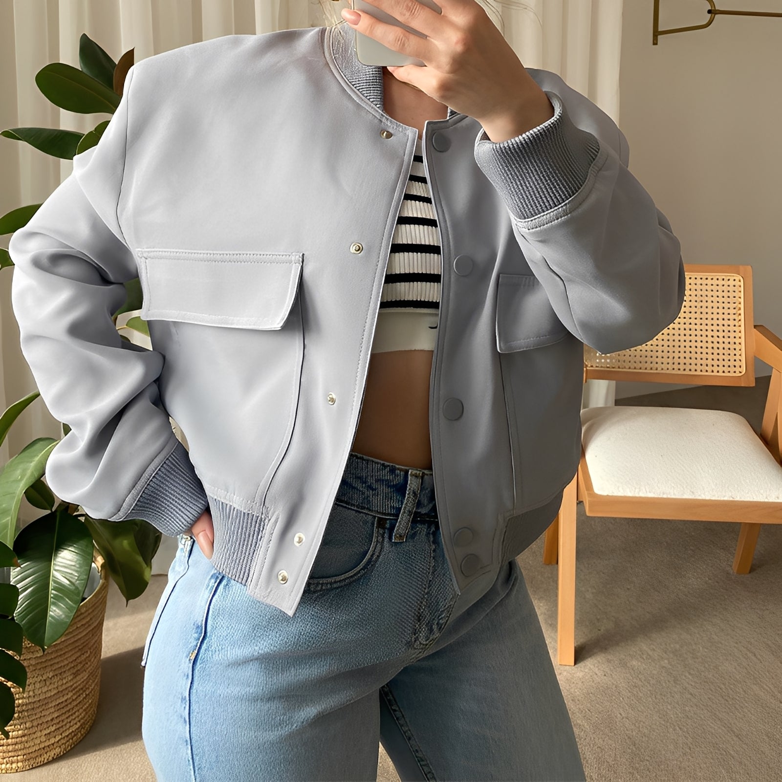 Marva - Chaqueta casual y suelta con grandes bolsillos para mujer