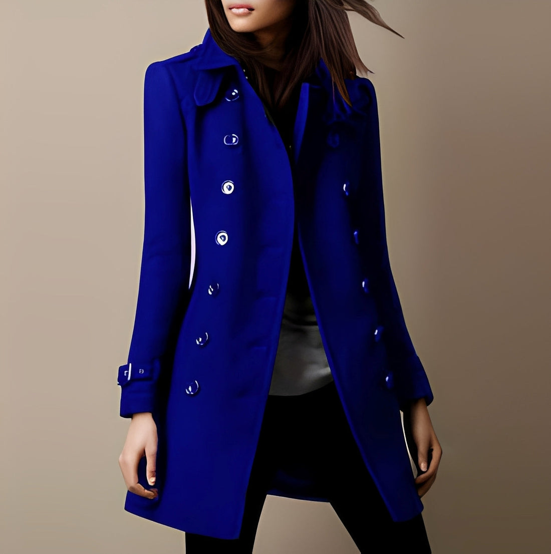 Aryana - Sofisticado abrigo de lana con doble botonadura para mujeres