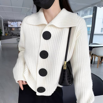 Alannah - Chaqueta moderna de punto con botones grandes para mujer