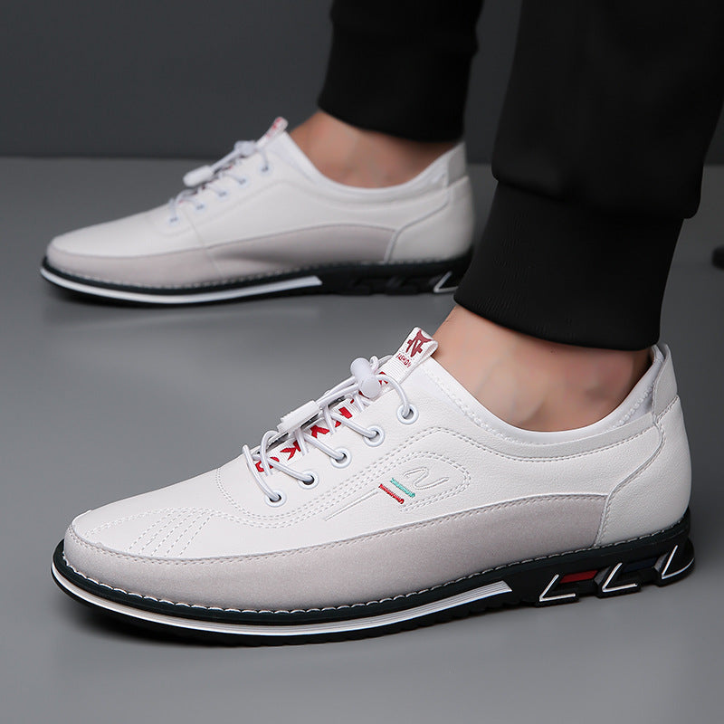 Aaron - Zapatillas informales de cuero antideslizantes para hombres