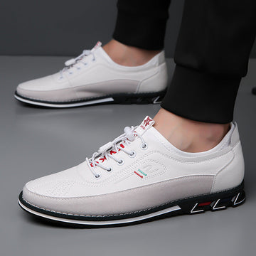 Aaron - Zapatillas informales de cuero antideslizantes para hombres
