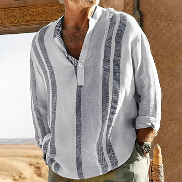Jerome - Camisa de lino con rayas retro para hombres