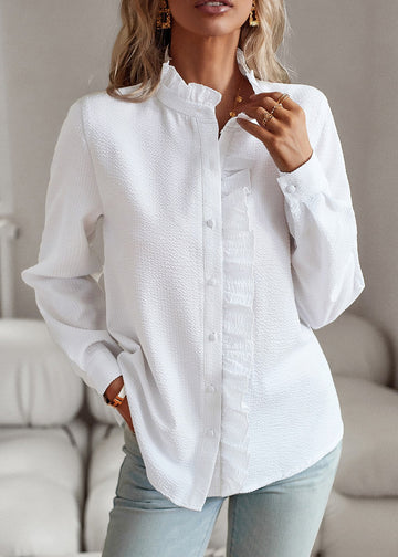 Bonita - Elegante blusa de manga larga con adornos de volantes
