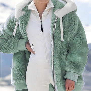 Regan - Chaqueta de lana polar cálida y holgada para mujer