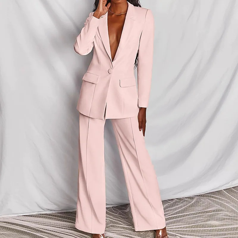 Madelaine - Conjunto elegante de 2 piezas con cuello de solapa para mujeres