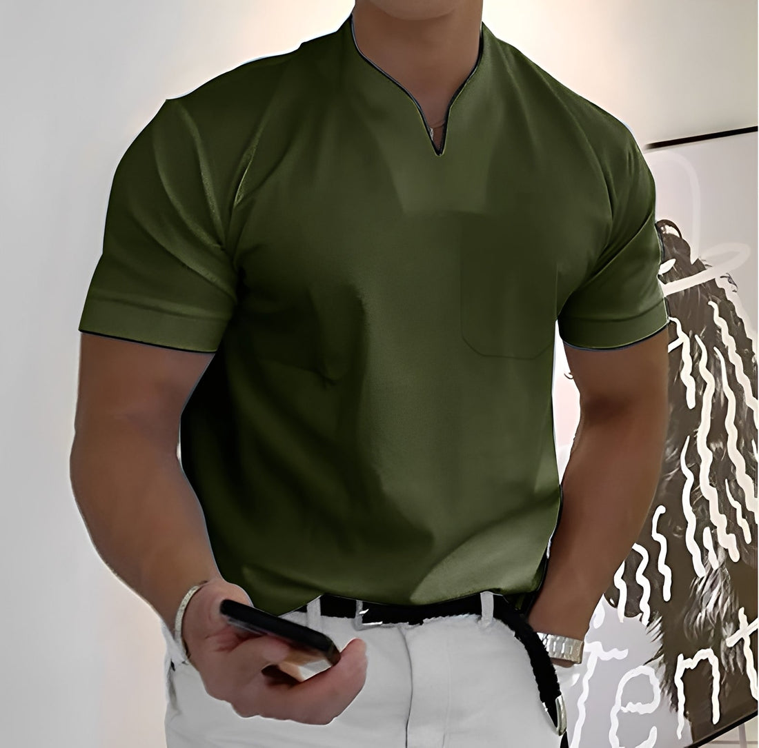 Davin - Camisa ceñida de cuello en V para hombres