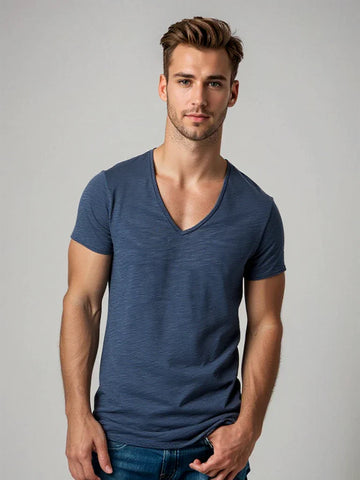 Archie - Cómoda V-Neck Camiseta Básica Hombre