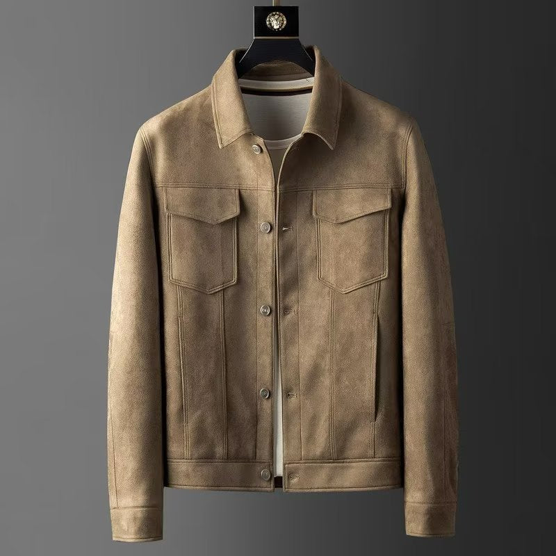 Wilbur - Tradicional Chaqueta de Cuero de Gamuza para Hombres