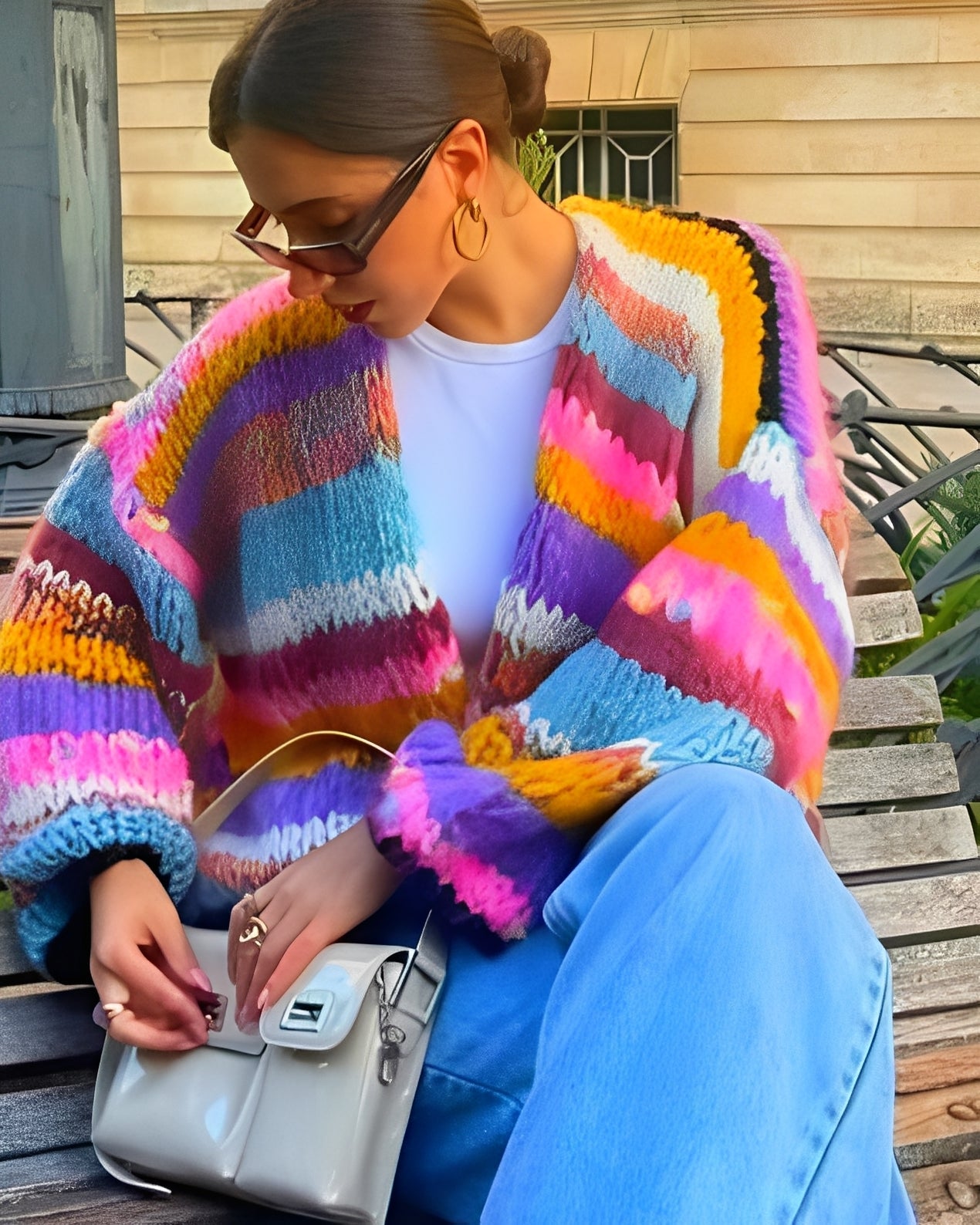 Marlee - Suéter de punto colorido con rayas para mujer