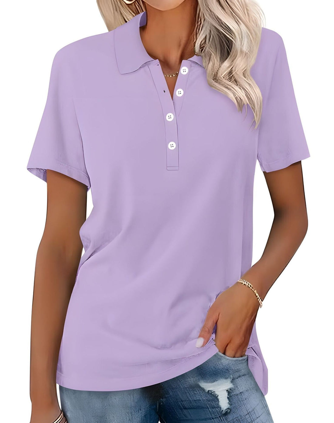 Stella - Polo casual de ajuste slim para mujer