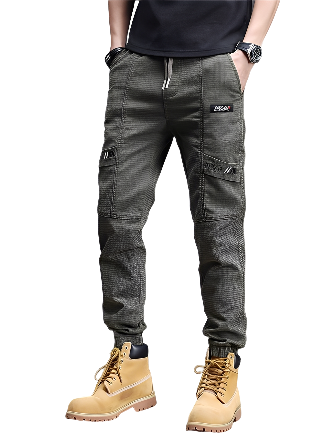 Alvin - Pantalones deportivos elegantes con cordón para hombre
