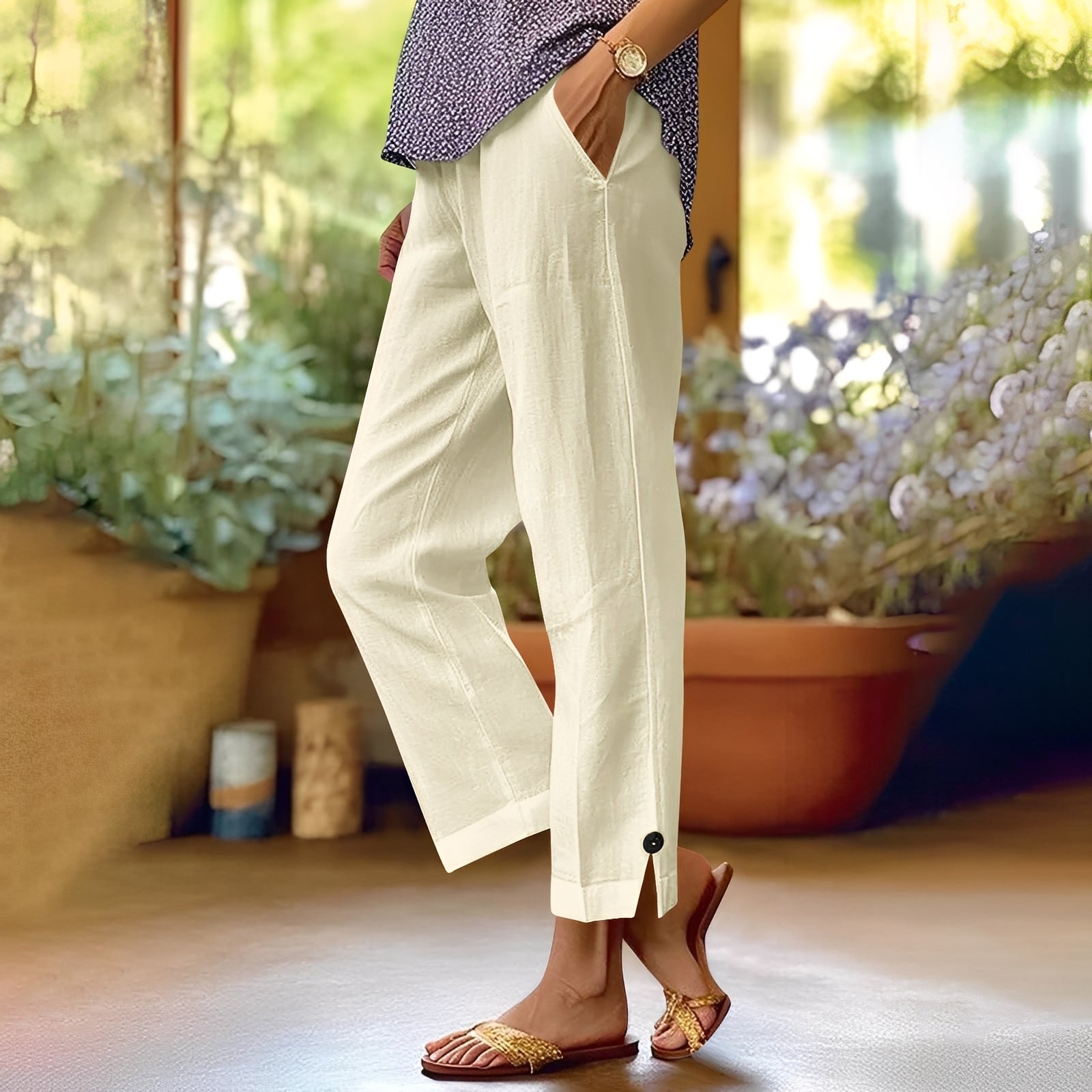 Kassia - Pantalones de verano de lino casuales para mujeres