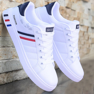 Noah - Zapatos Casuales Blancos para Hombres con Rayas