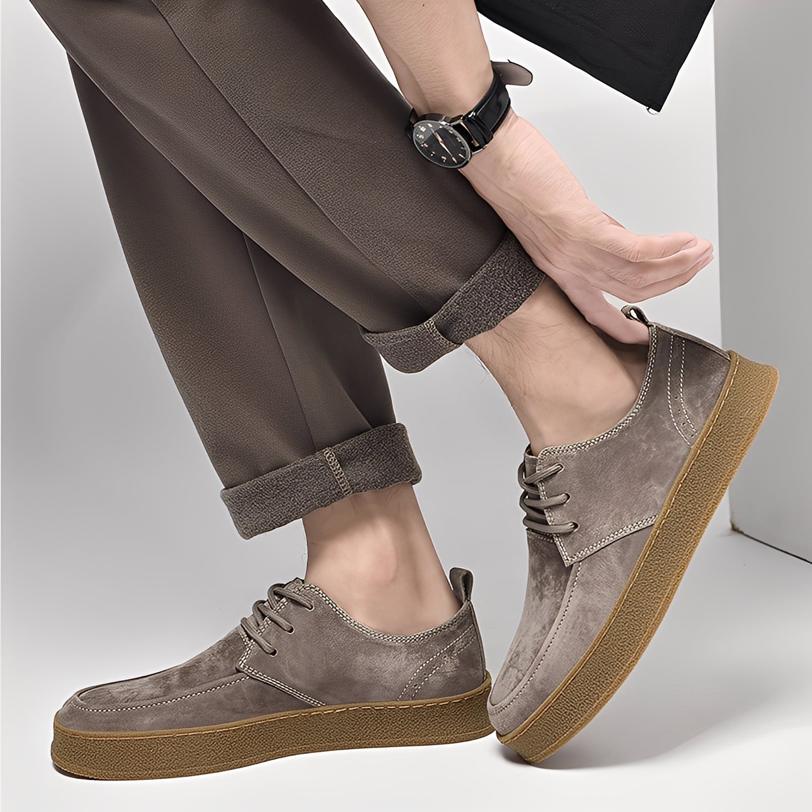 Sylvan - Zapatos formales de gamuza planos para hombre