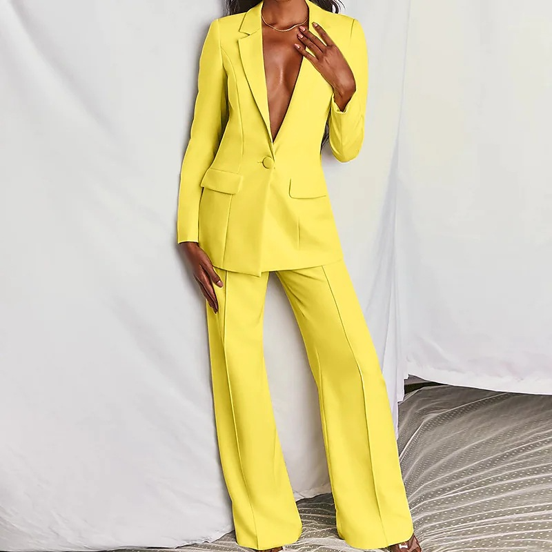 Madelaine - Conjunto elegante de 2 piezas con cuello de solapa para mujeres