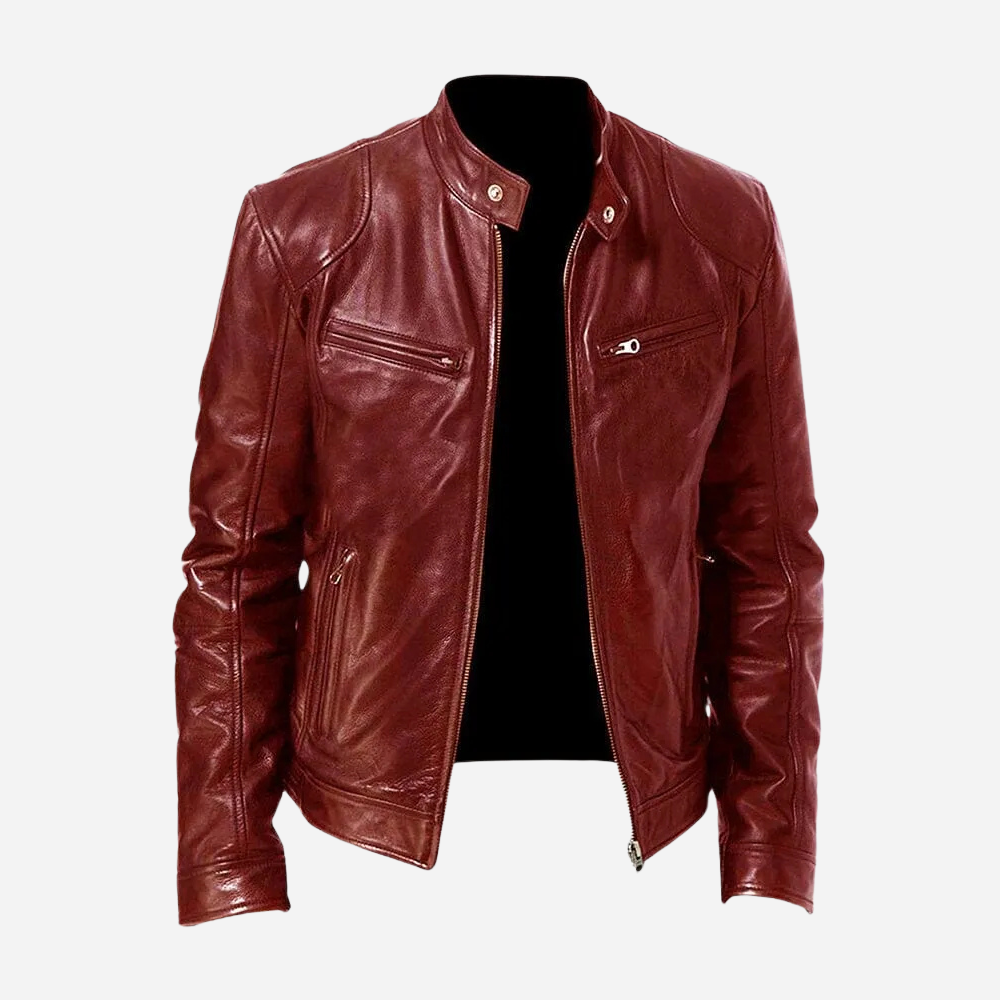 Dominic - Una chaqueta de cuero entallada e informal para hombre