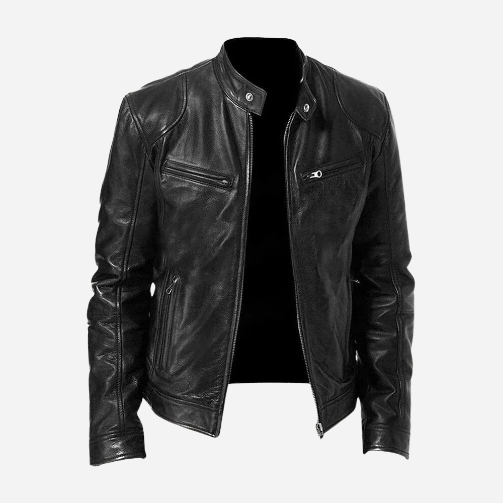 Dominic - Una chaqueta de cuero entallada e informal para hombre