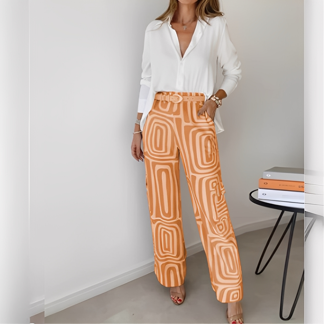 Ginette - Conjunto elegante de camisa y pantalón para mujeres definición