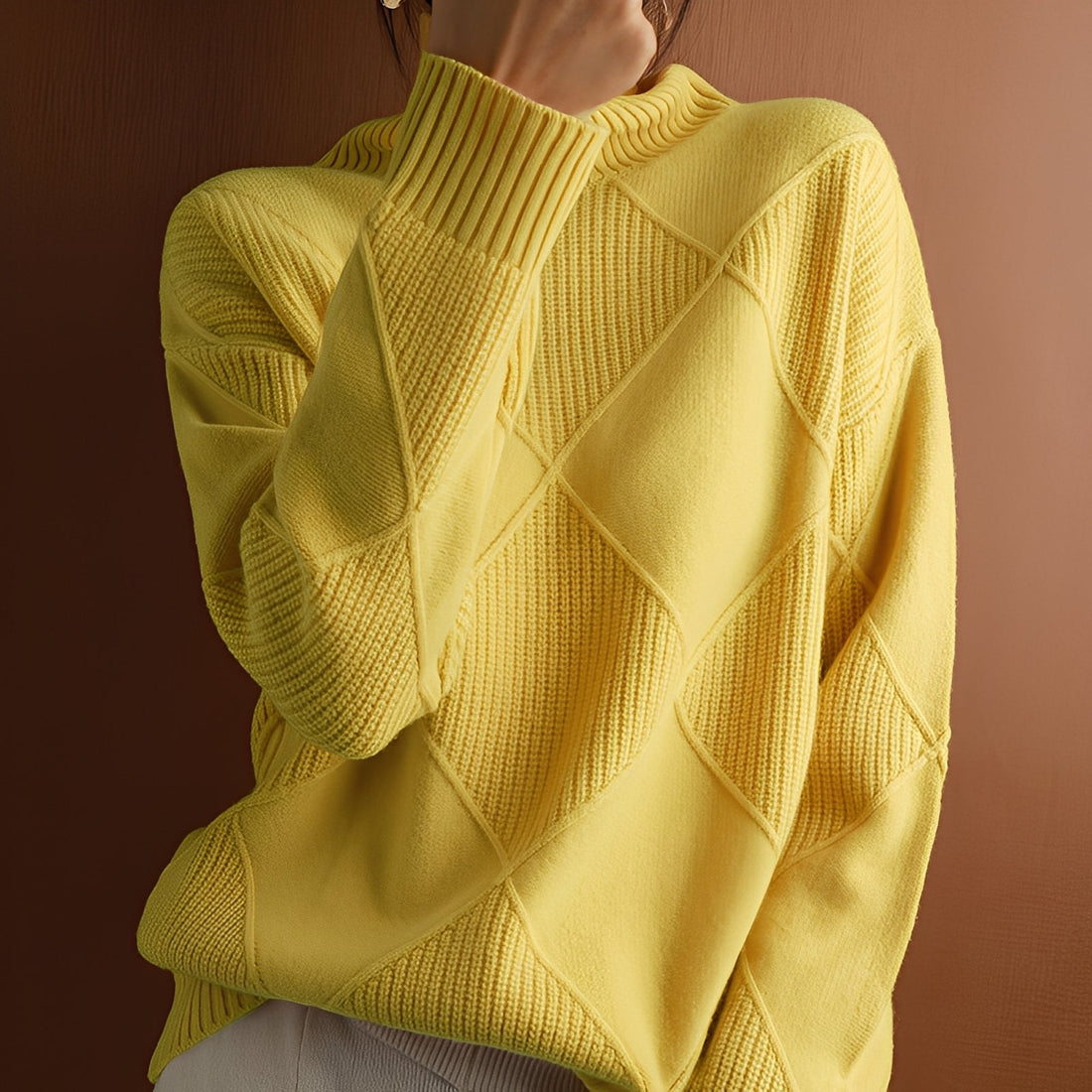 Lyndsea - Jersey de cuello alto suelto para mujeres