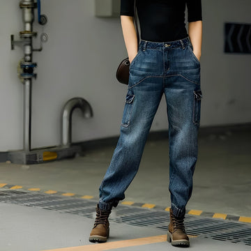 Kristal - Jeans de algodón con múltiples bolsillos para mujer