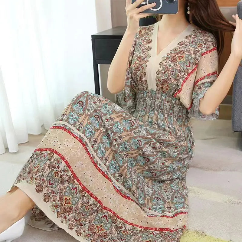 Basellia - Maxi-Vestido Retro y casual