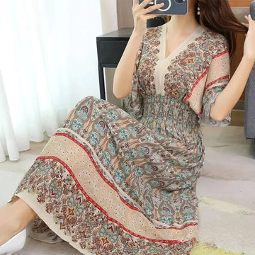 Basellia - Maxi-Vestido Retro y casual