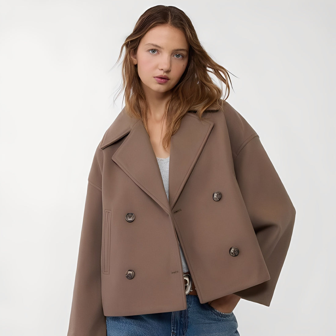 Abegail - Chaqueta corta, suelta y casual para mujeres