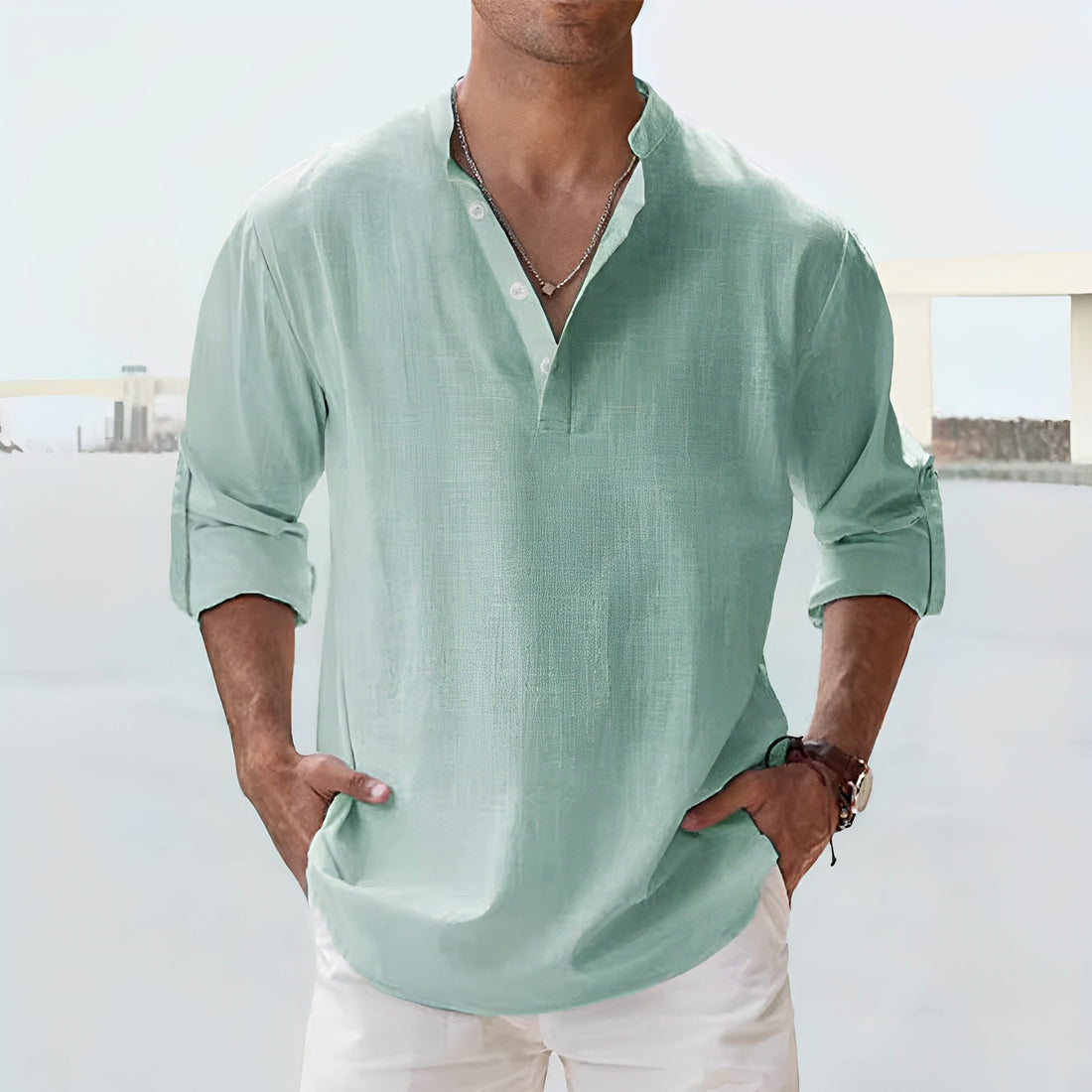Brannon - Camisa de verano de hombre con manga larga