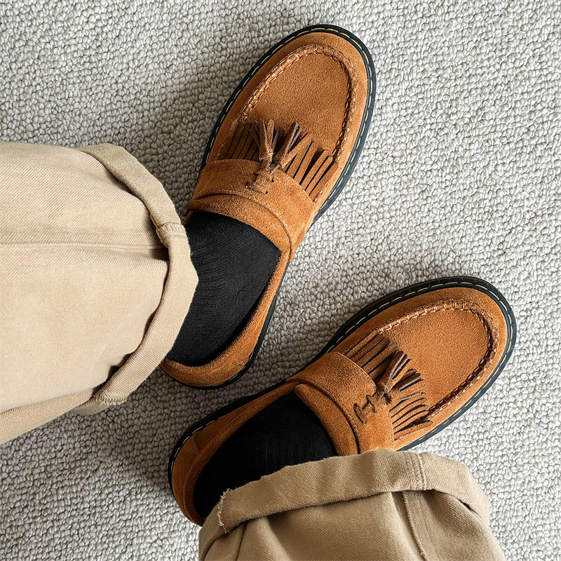 Milton - Mocasines de gamuza modernos con borlas para hombre