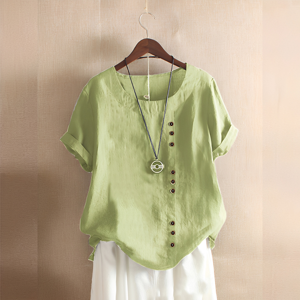 Corrine - Blusa clásica de lino suelta para mujer