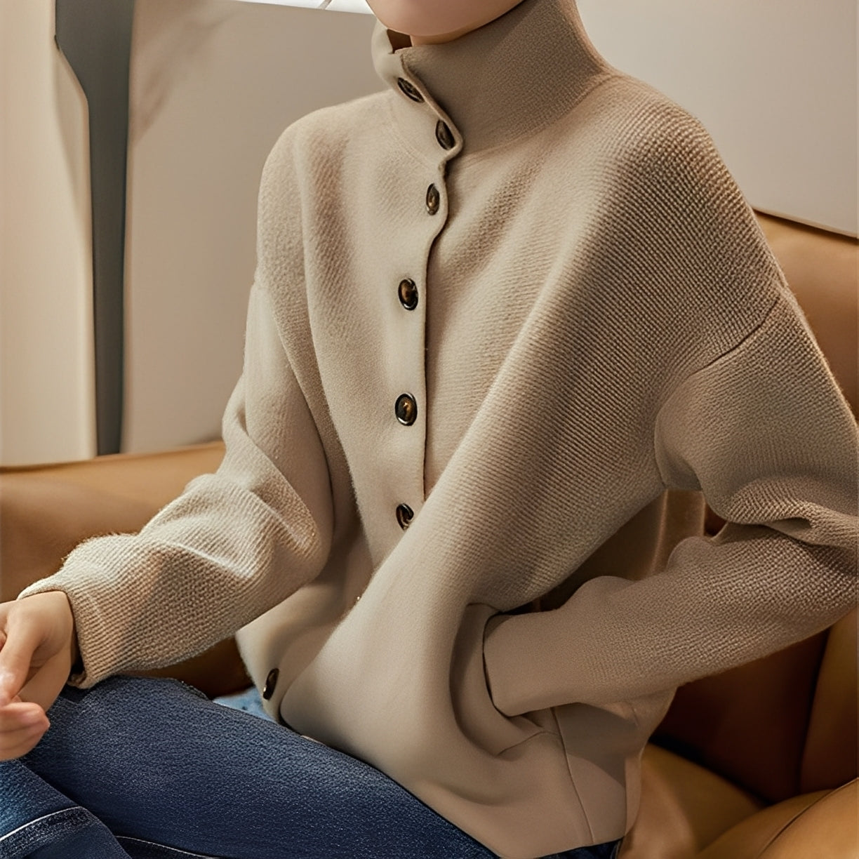 Evelynn - Suéter elegante de punto con cuello alto para mujeres