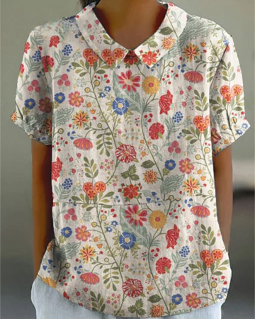 Shira - Elegante Camisa de Lino para Mujer con Estampado de Peces