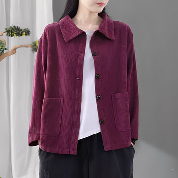 Chloe - Abrigo de pana informal con bolsillos para mujer