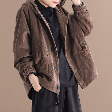 Rachel - Chaqueta corta de pana con capucha para mujeres
