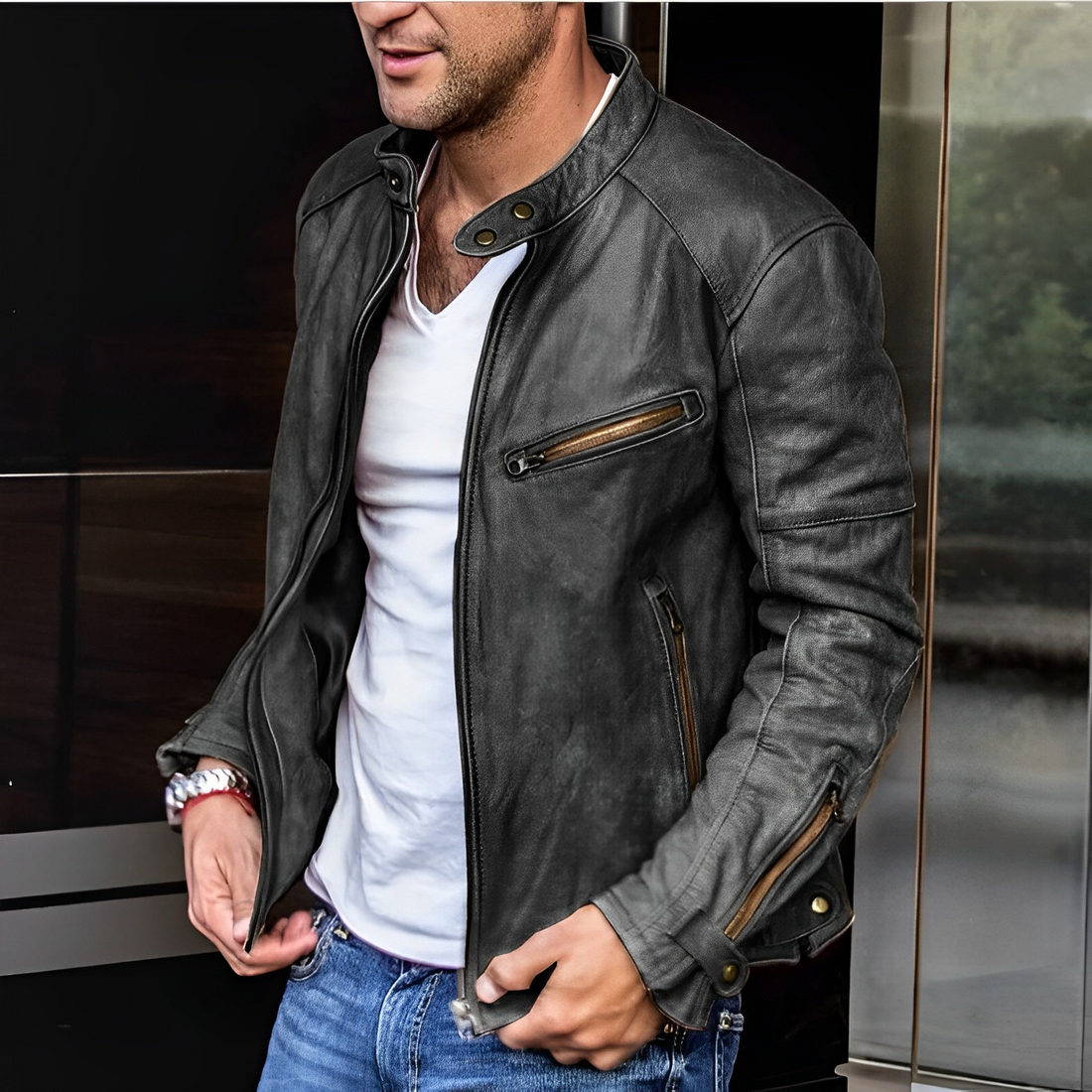 Chaqueta de cuero elegante para hombre - Estilo y confort