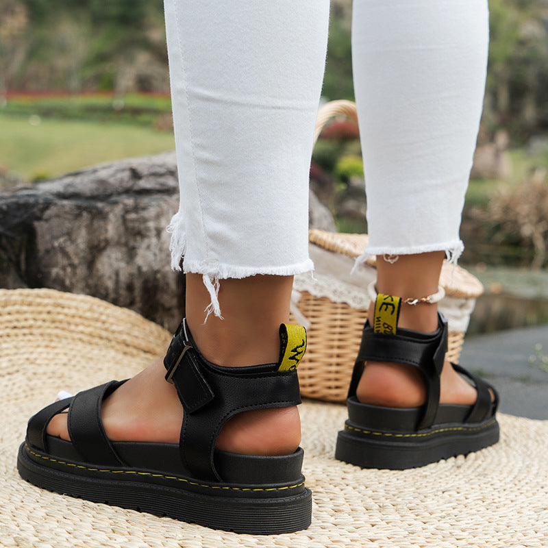 Laurelle - Sandalias romanas deportivas elegantes con hebilla para mujer