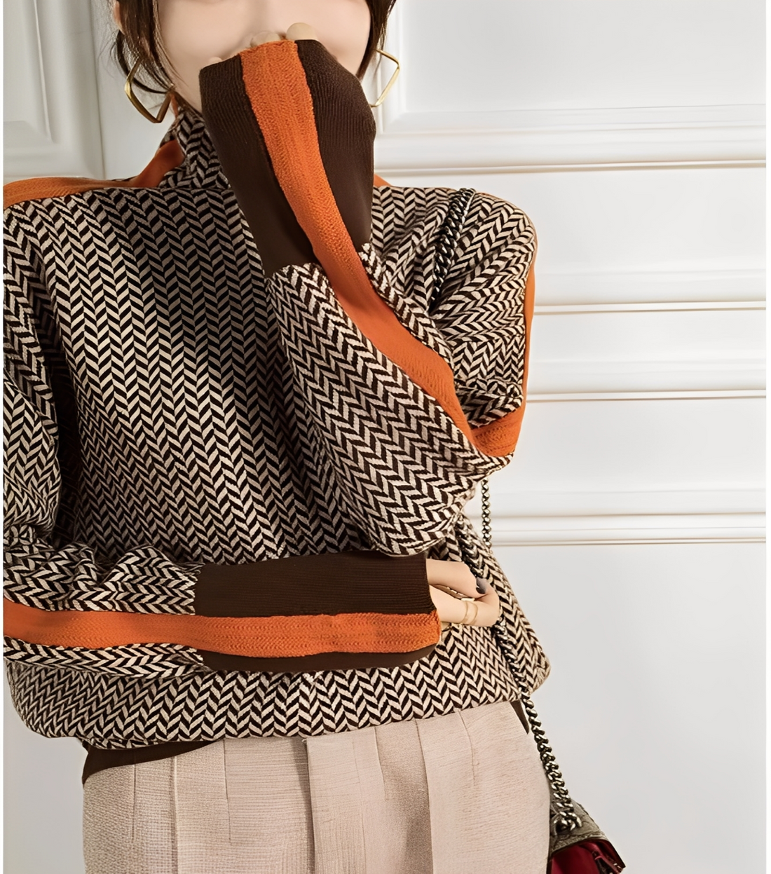 Anita - Suéter de cachemira con cuello alto para mujer, estilo elegante