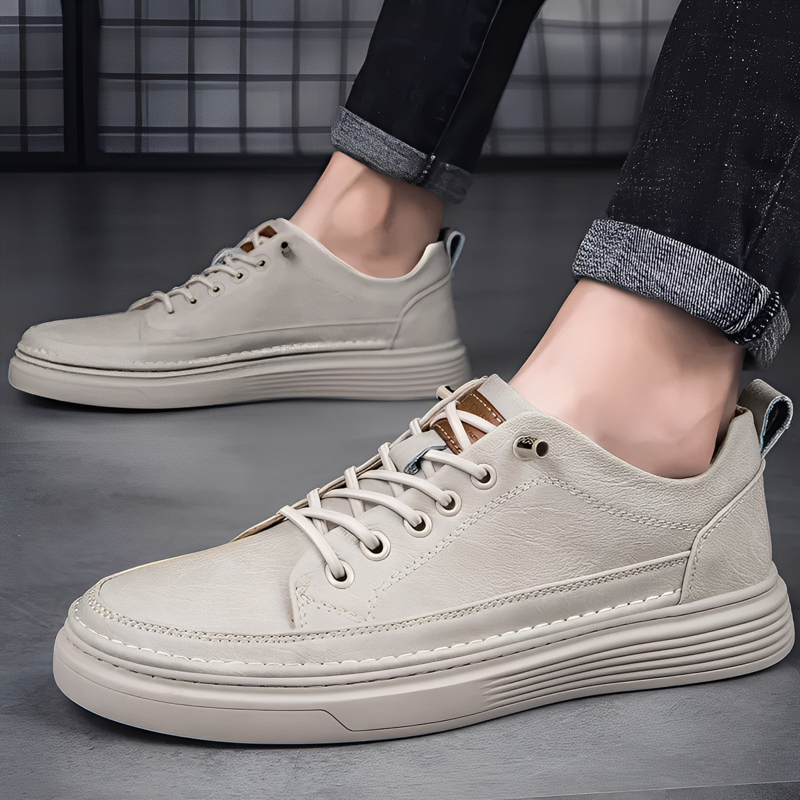 Damion - Zapatillas Clásicas de Cuero para Hombres