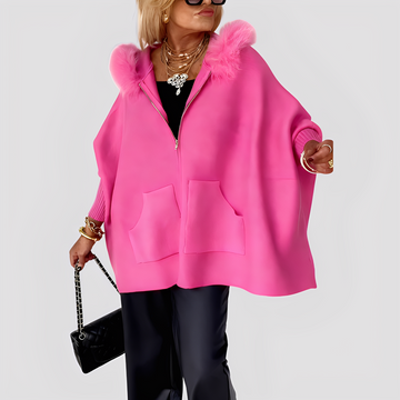 Elvena - Abrigo con capucha de piel sintética para mujeres
