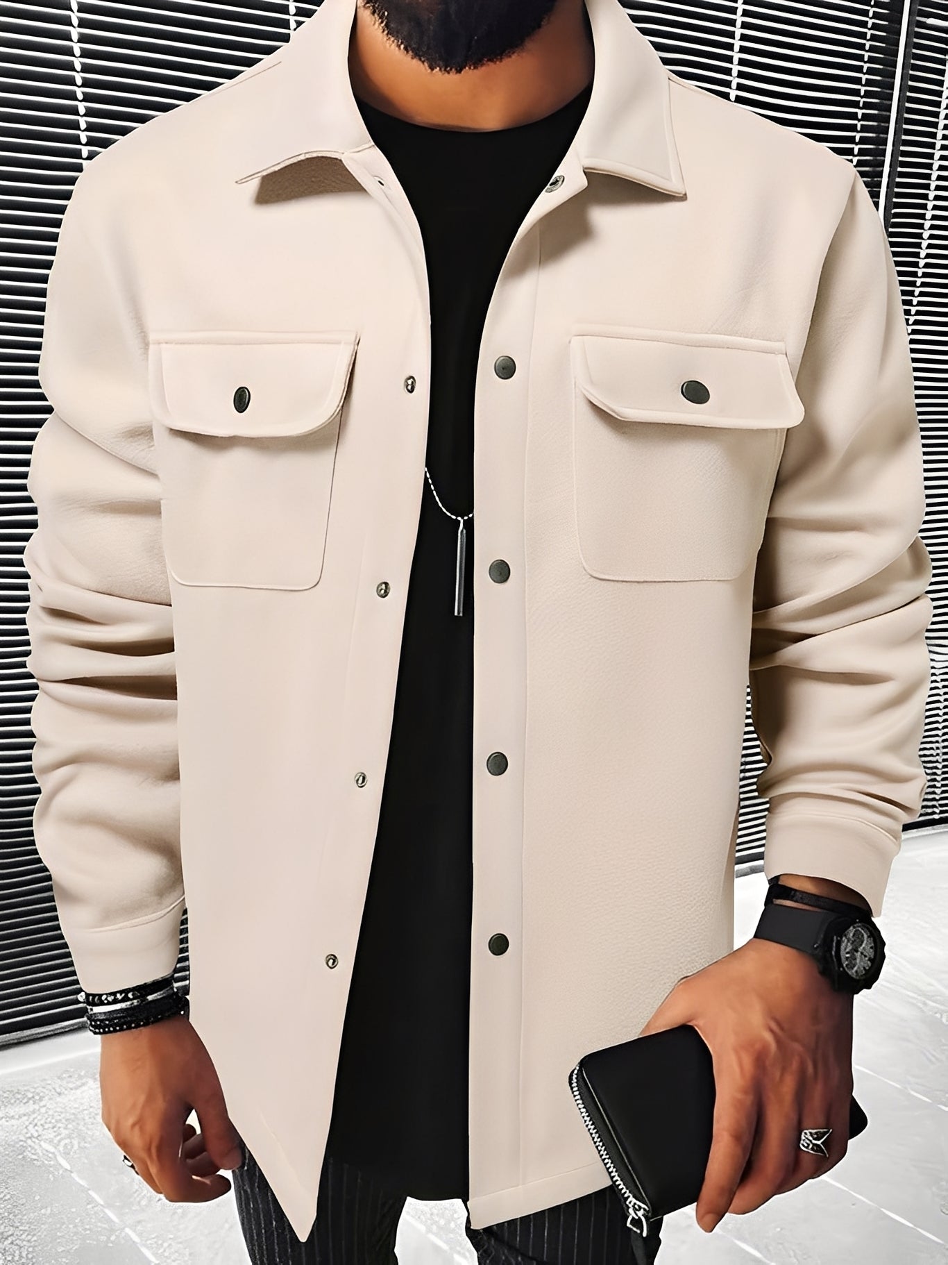 Clinton - Chaqueta actual con solapas y bolsillos para hombres