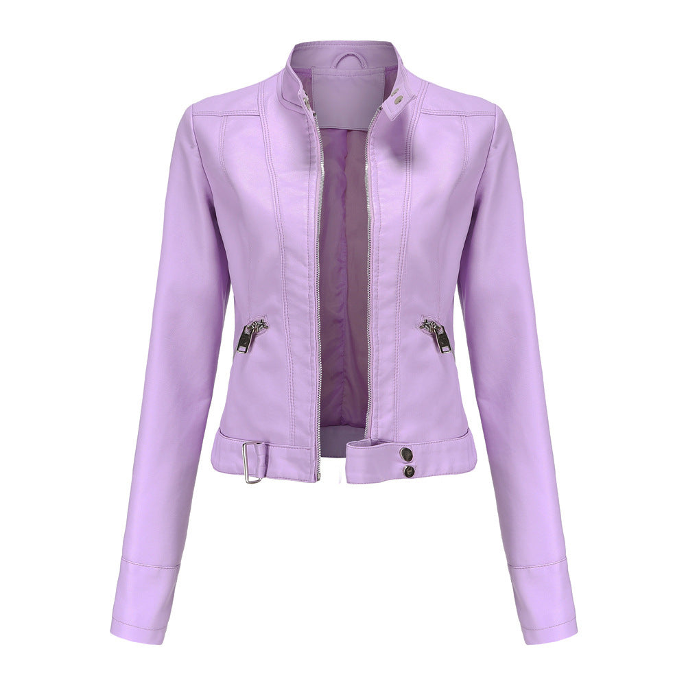 Madeline - Chaqueta de Cuero Elegante con Cuello Alto para Mujeres