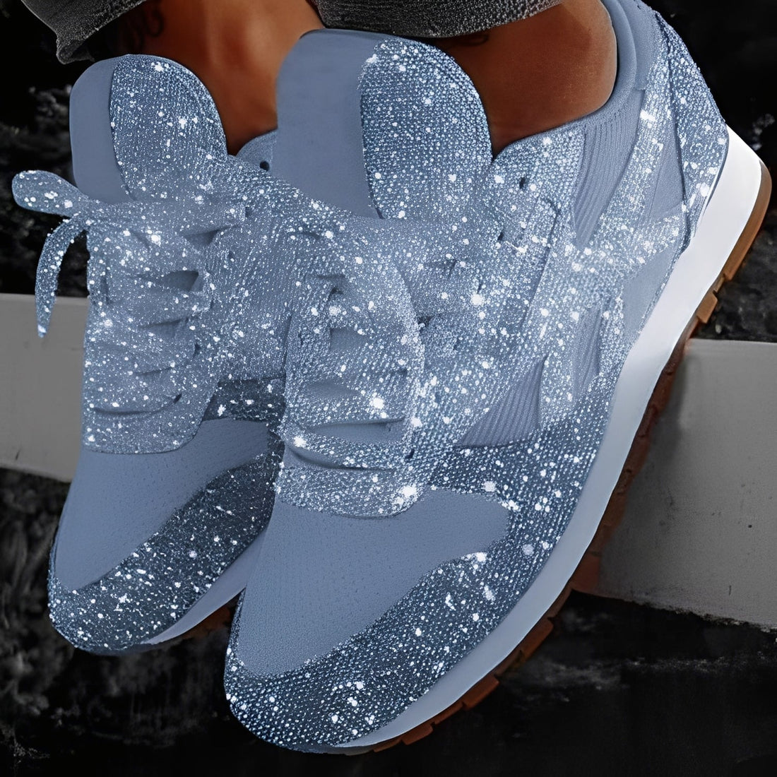 Kaycee - Brillantes, deportivas casuales Muffin-Sneaker para mujer