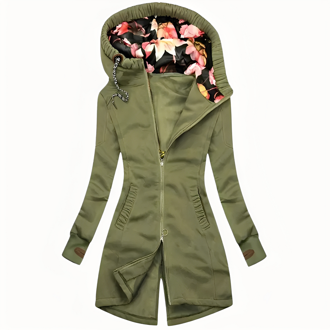 Marie - Chaqueta con capucha de diseño moderno y estampado floral para mujeres