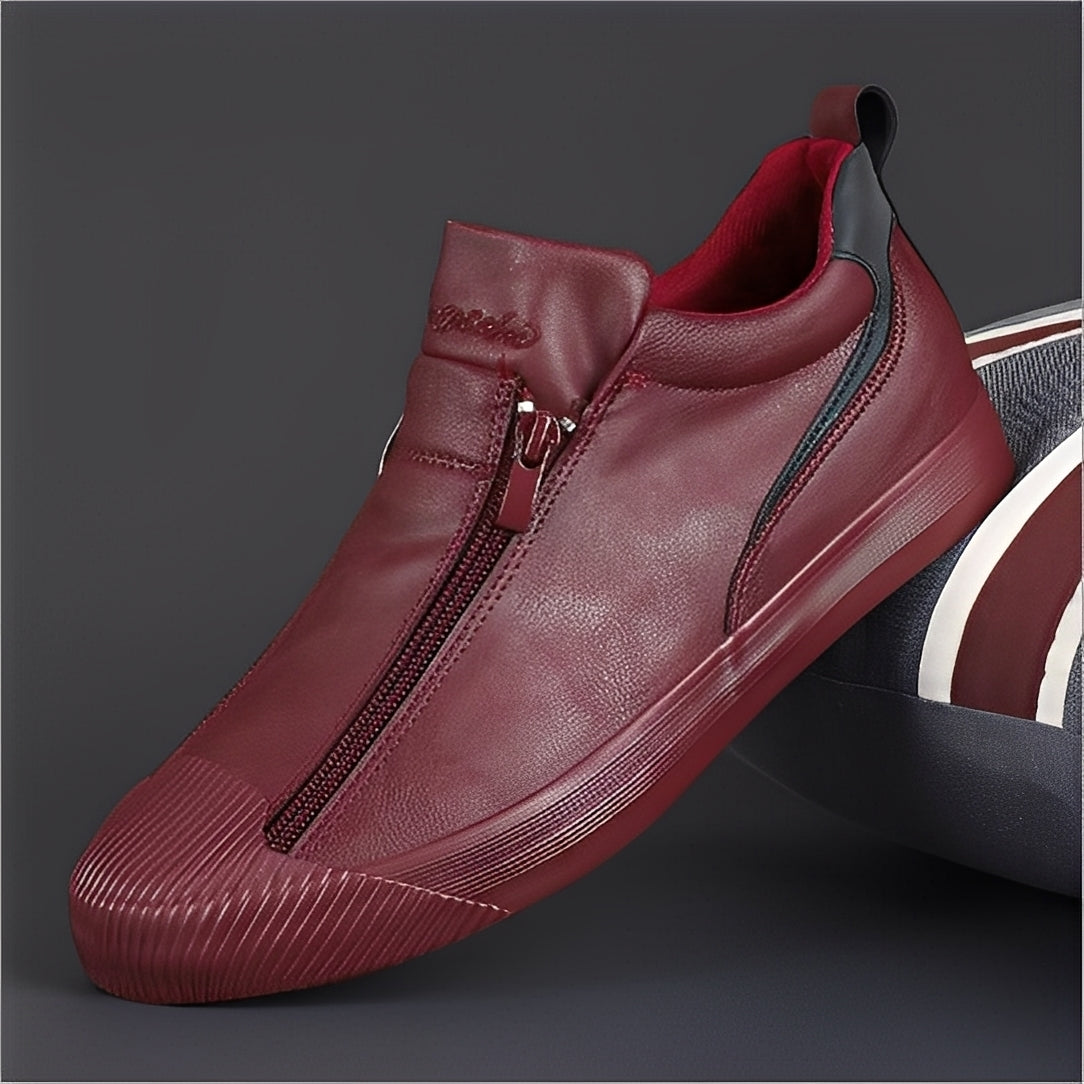 Marcus - Hombres: Zapatos de cuero con doble cremallera