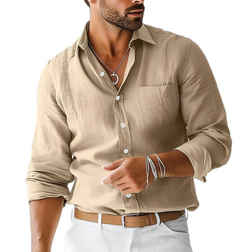 Emile - Camisa de lino clásica y simple para hombres